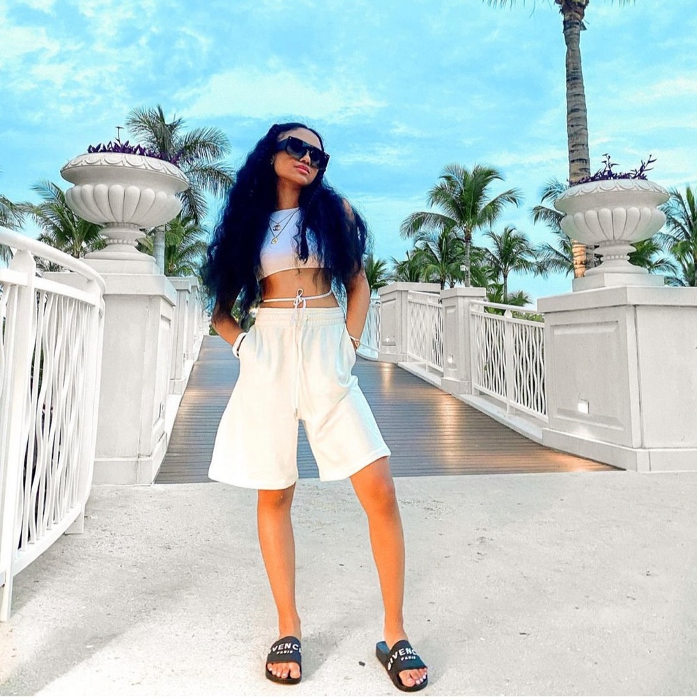 Cream Long Sweat Shorts